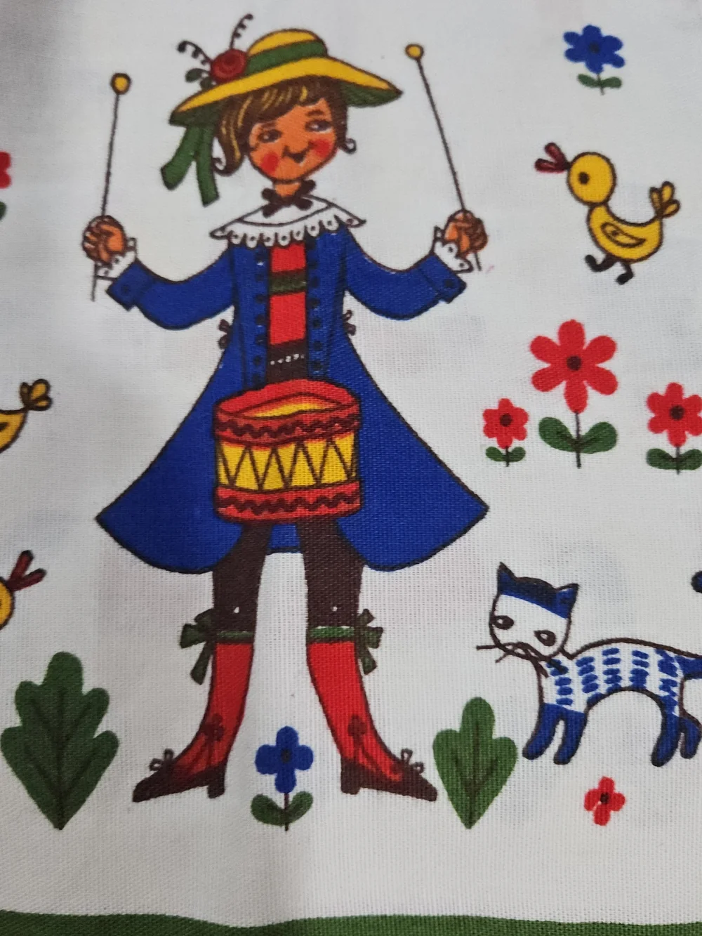 Vintage Baby Bib with Folk Art Print - Made in Austria